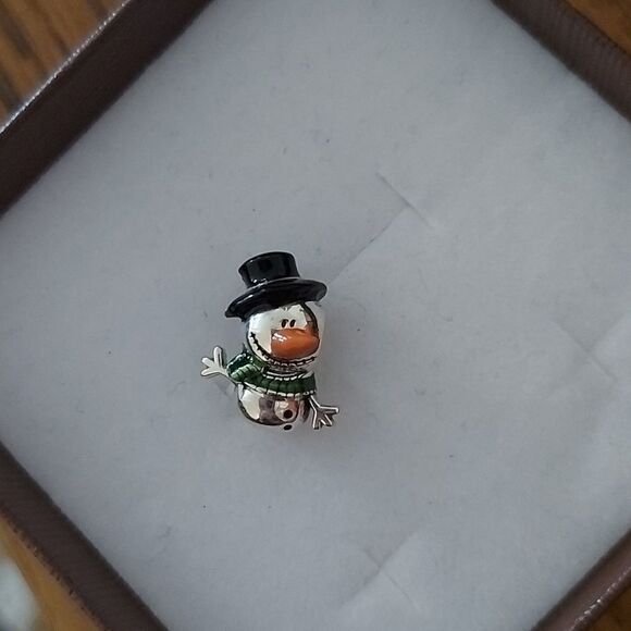 925 Sterling Silver Snowman Charm - Picture 2 of 7